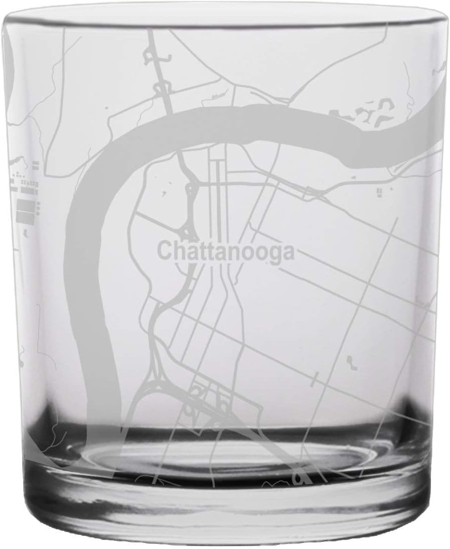 Chattanooga Mapa de la ciudad Copa de whisky Tennessee