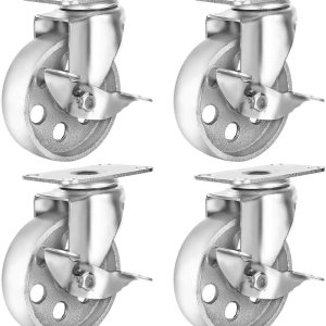 4 ruedas giratorias con placa giratoria de acero, con traba de freno, resistentes, con una capacidad total de 1500 libras, color gris. 4 ruedas giratorias con placa giratoria de acero, con traba de freno, resistentes, con una capacidad total de 1500 libras, color gris.