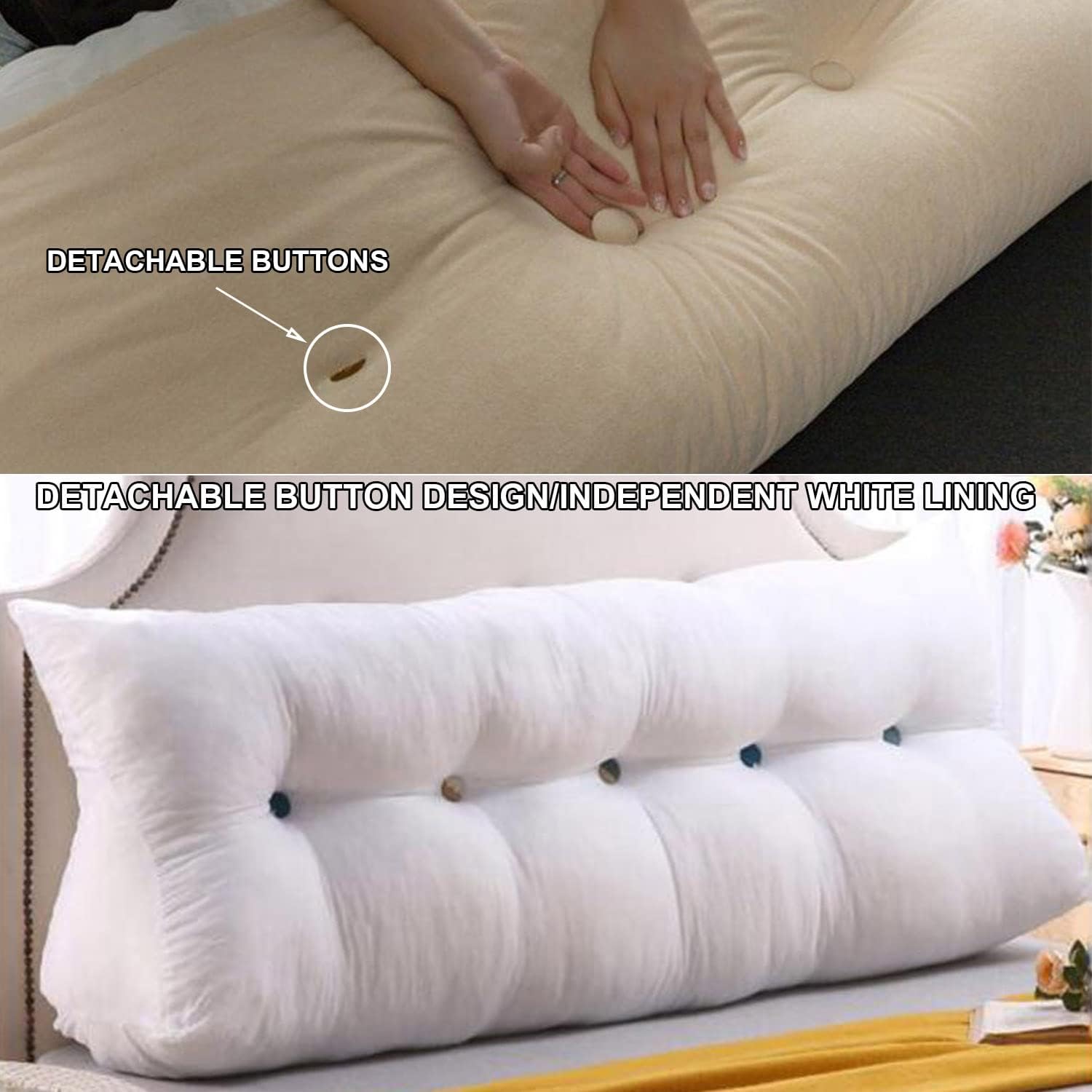 ZZYK Almohada triangular para cabecero, cojín triangular de color sólido, almohada de descanso en cama, almohada extraíble con soporte de cuña