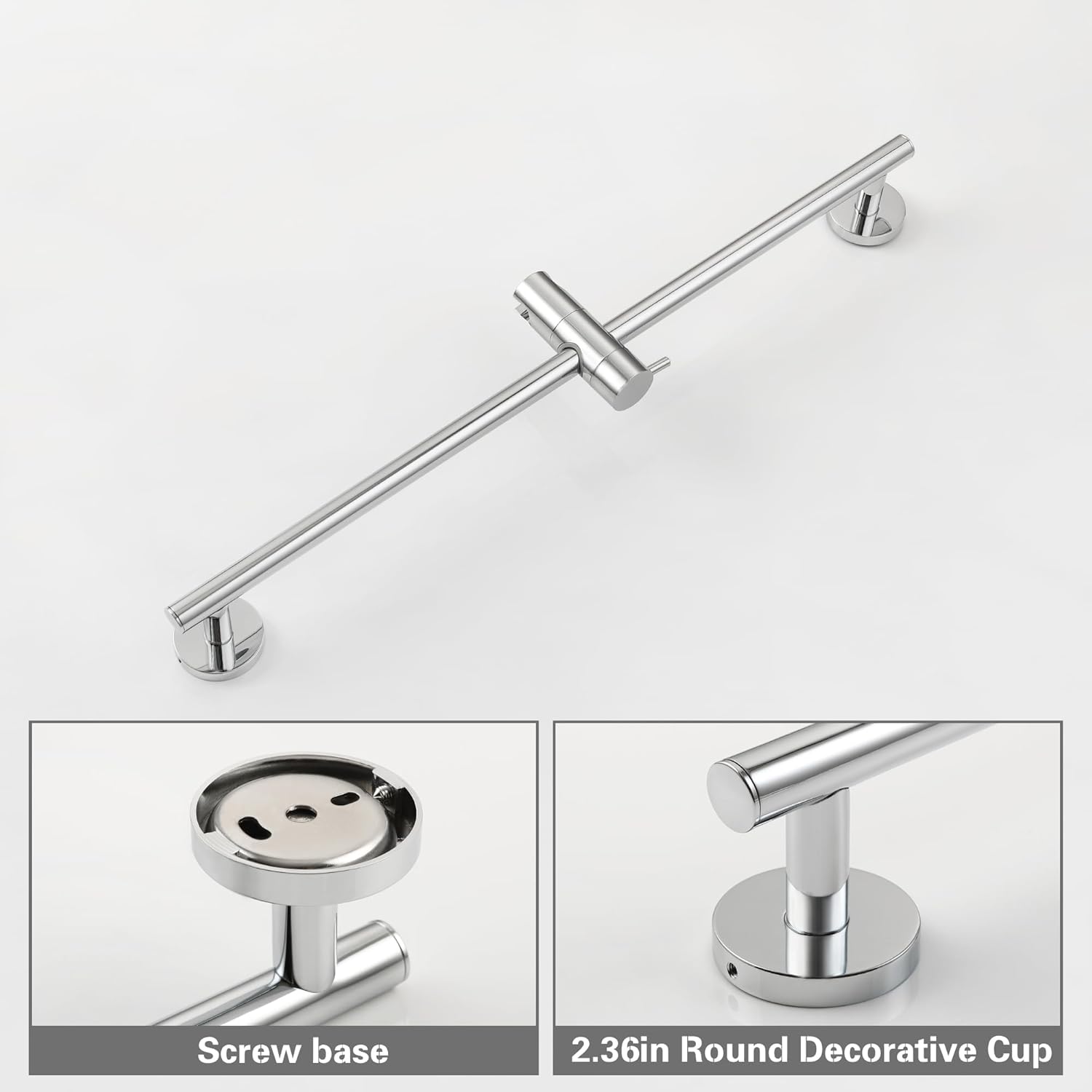 Barra de soporte para cabezal de ducha de baño, barra deslizante de 26 pulgadas de montaje en pared, sin taladro, con barra de ducha de mano