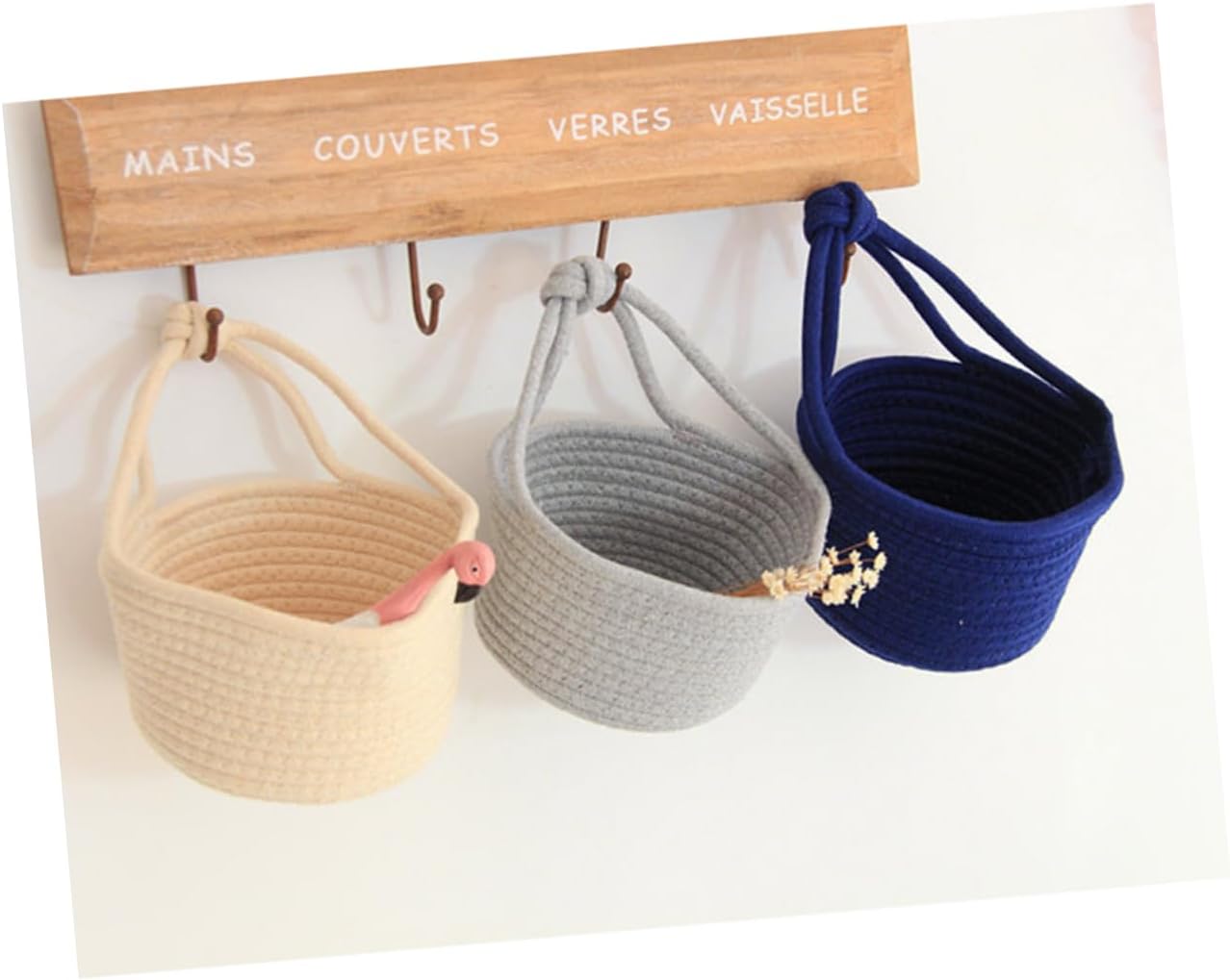 Toyvian Cesta de cosas, 2 unidades, cesta de almacenamiento blanca, canasta tejida para plantas, cestas de almacenamiento de algodón, accesorios