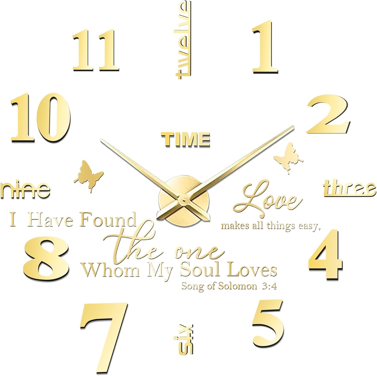 FERRISA Reloj de pared sin marco, 3 en 1, reloj de pared grande 3D sin marco de 47 pulgadas, reloj de pared 3D DIY para sala de estar, dormitorio,