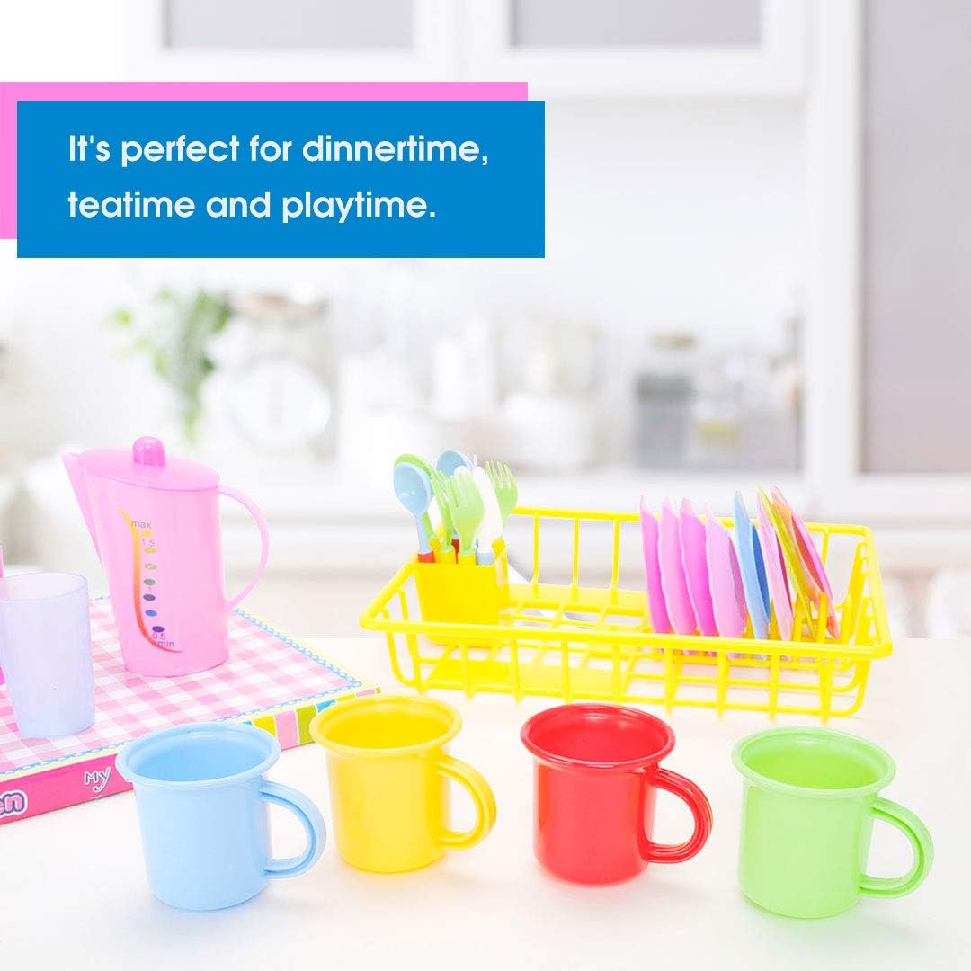 PowerTRC Juego de platos de cocina y té para lavar y secar para niños