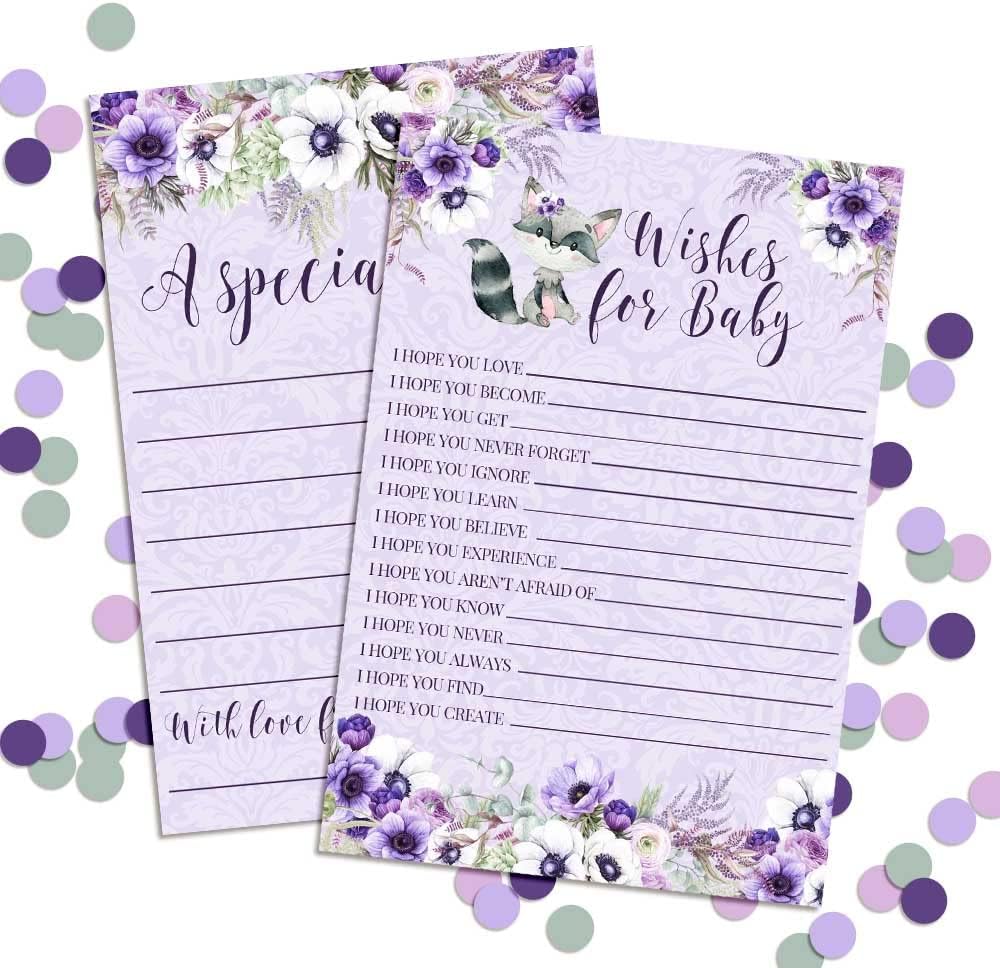 Little Rascal – Tarjetas de deseos de bebé de mapache de 20, 4 x 6 pulgadas, gran recuerdo y actividad divertida para baby showers, deseos de