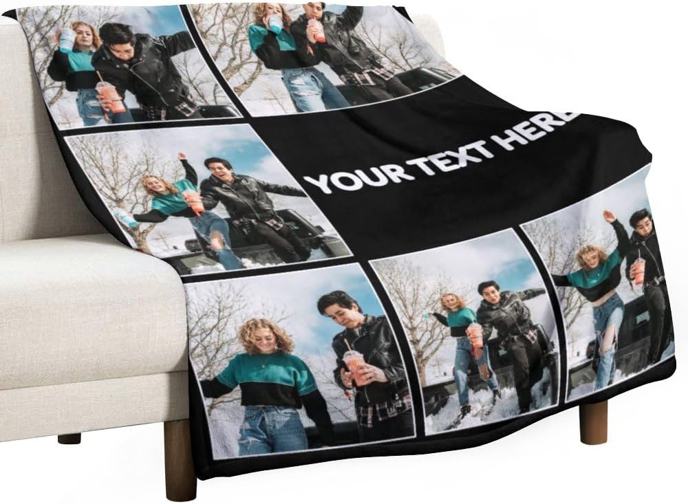 Mantas personalizadas con fotos, manta suave personalizada hecha en Estados Unidos, manta de 6 fotos para mujeres, hombres, amigos, papá, mamá,