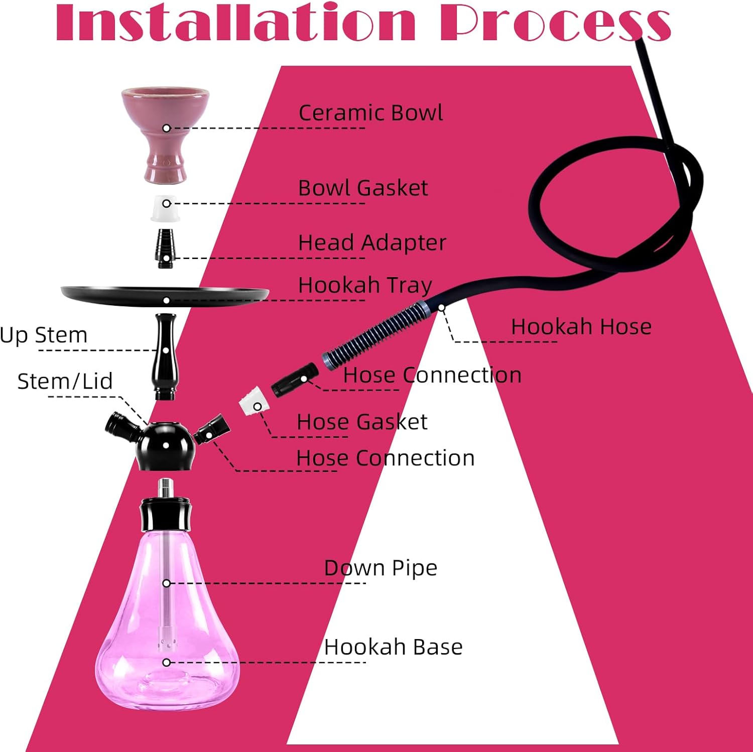SunWamntin Juego de cachimba de cristal de alta calidad Shisha Exquisitas cachimbas 1 manguera portátilSunWamntinCachimba con todos los accesorios