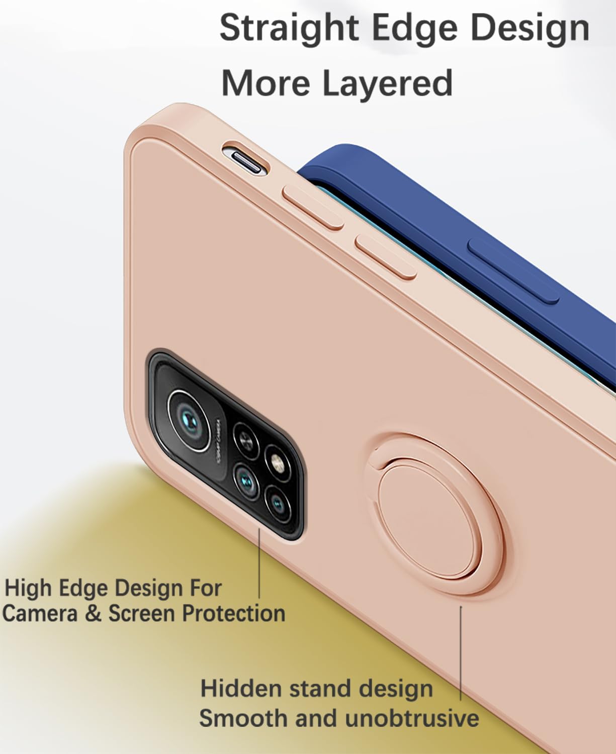 Funda compatible con Xiaomi Mi 10T Pro con soporte de anillo verde, funda para teléfono Xiaomi Mi 10T Pro, funda de silicona líquida con forro de