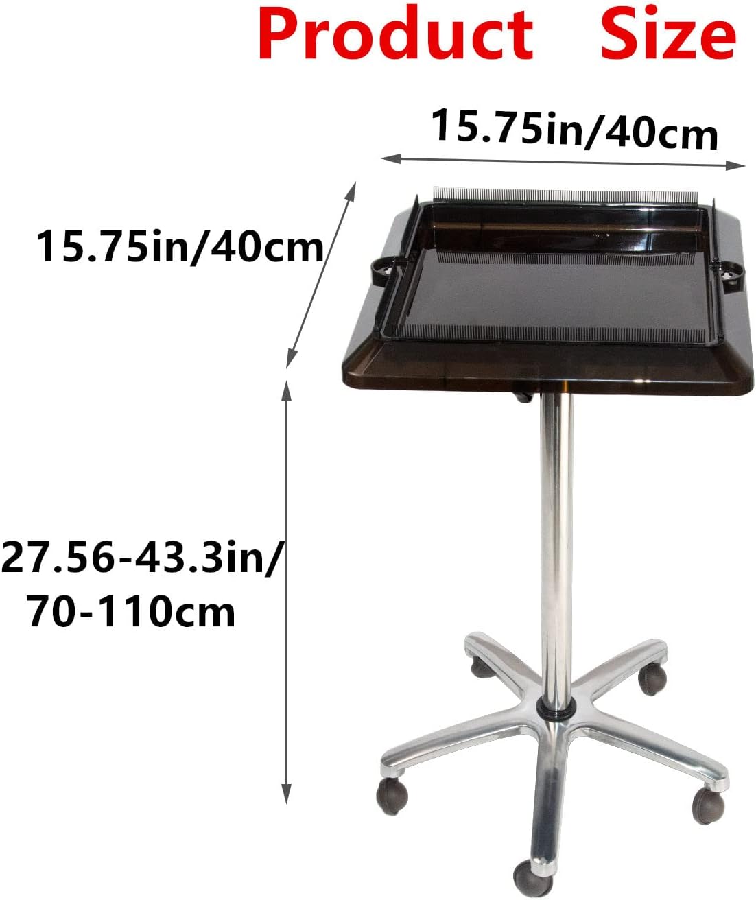 yeshine Bandeja de herramientas de extensión de cabello, carrito para estilista, bandeja de salón rodante mejorada, bandeja de aluminio ajustable en