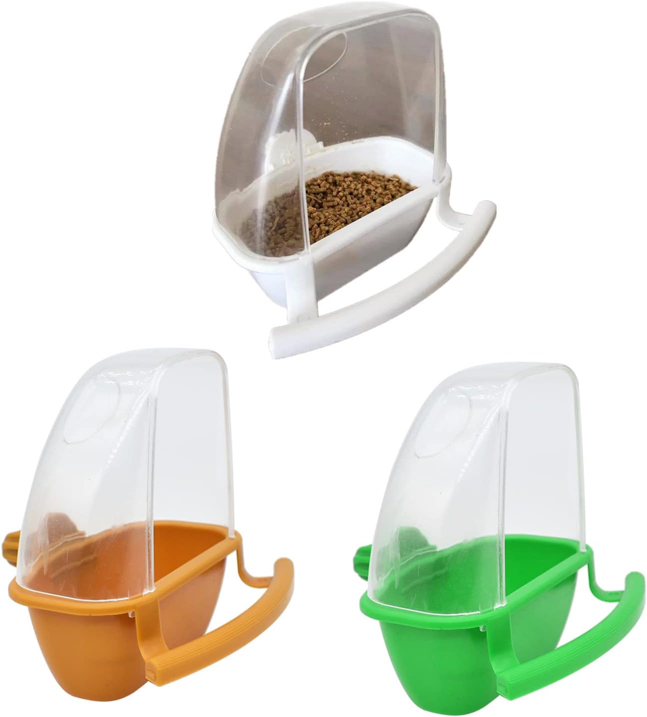 Comedero para jaula de pájaros, plástico, a prueba de salpicaduras, fácil de llenar, adecuado para pájaros pequeños y loros