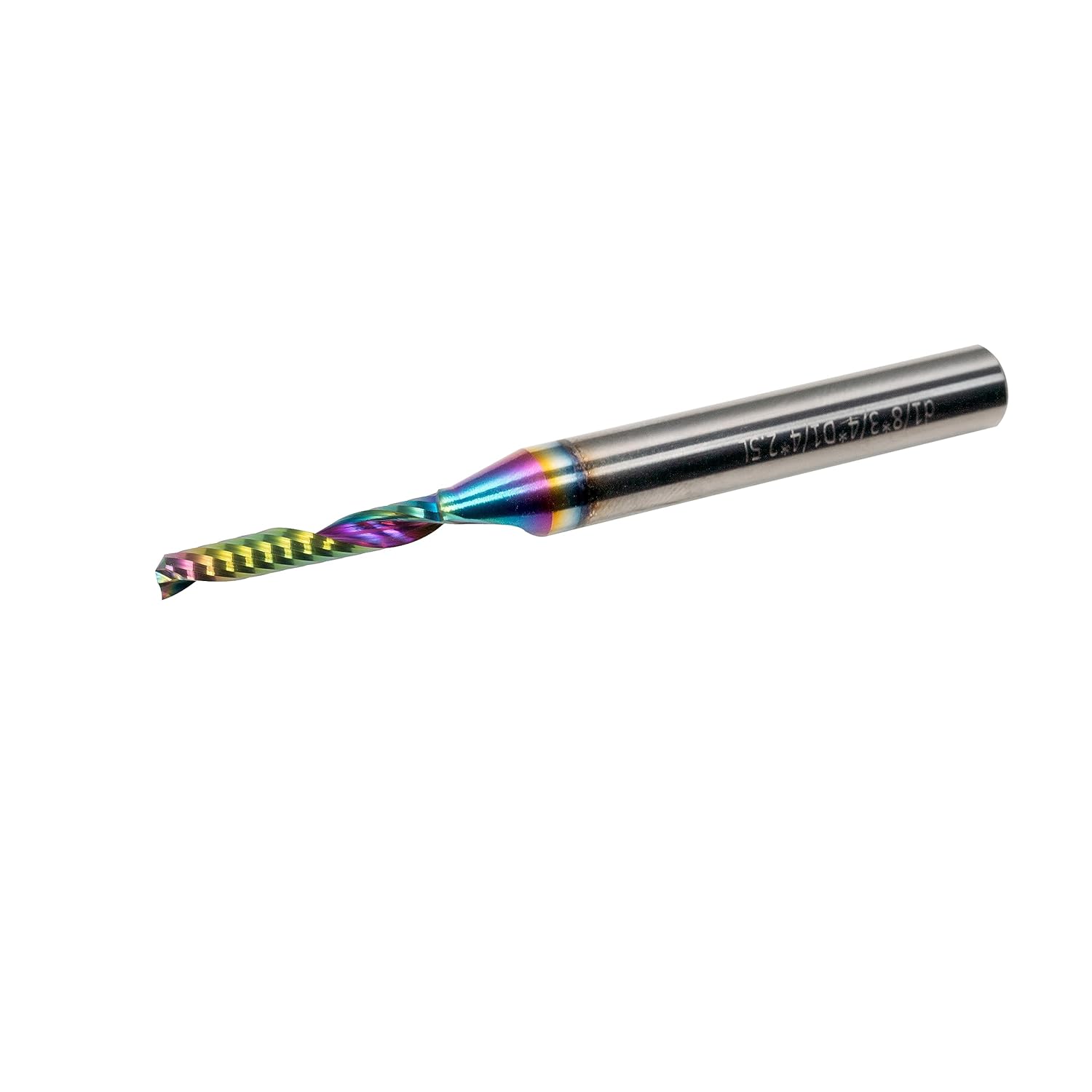 UpCut O Flute – Fresa de extremo de broca en espiral de 18 pulgadas de diámetro y vástago de 14 pulgadas con revestimiento DLC de carburo finalFresa