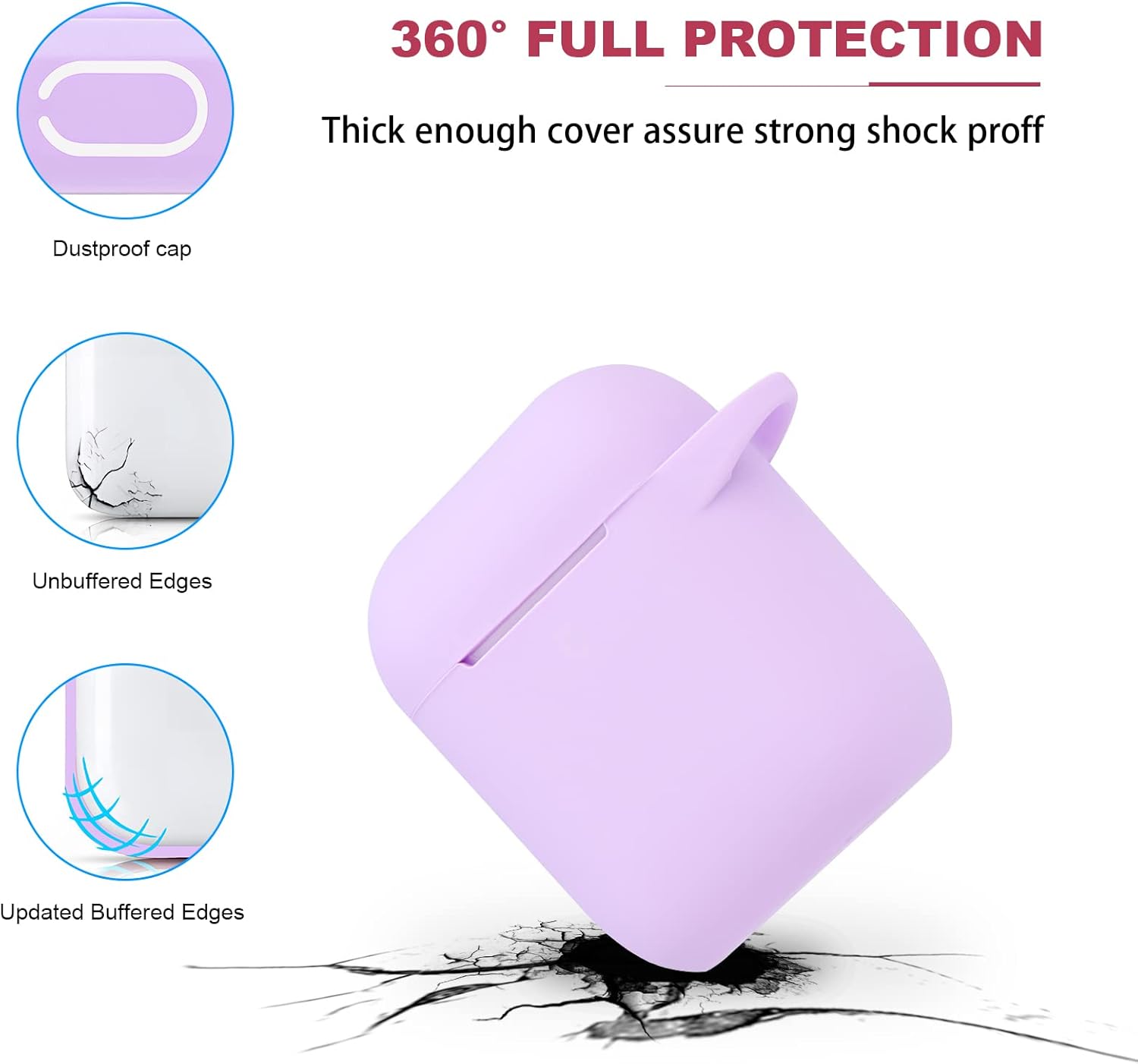 Bonita funda morada para mujer, bonita funda diseñada para AirPods con pompones, funda protectora de silicona compatible con AirPods 12, accesorios