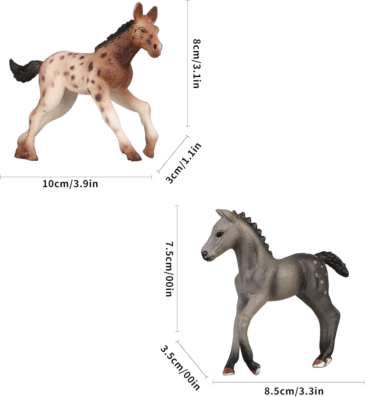 Juego de 6 juguetes de caballos, figuras realistas de animales de plástico, juguetes de decoración de vacaciones, niñas y niños 4-6, 6-12 cumpleaños
