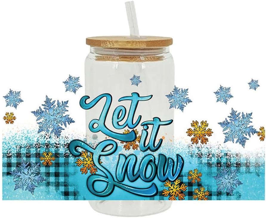Adhesivo de transferencia UV DTF, decoraciones de Navidad, adhesivo de transferencia UV DTF, calcomanías de envoltura de taza UV DTF, calcomanías