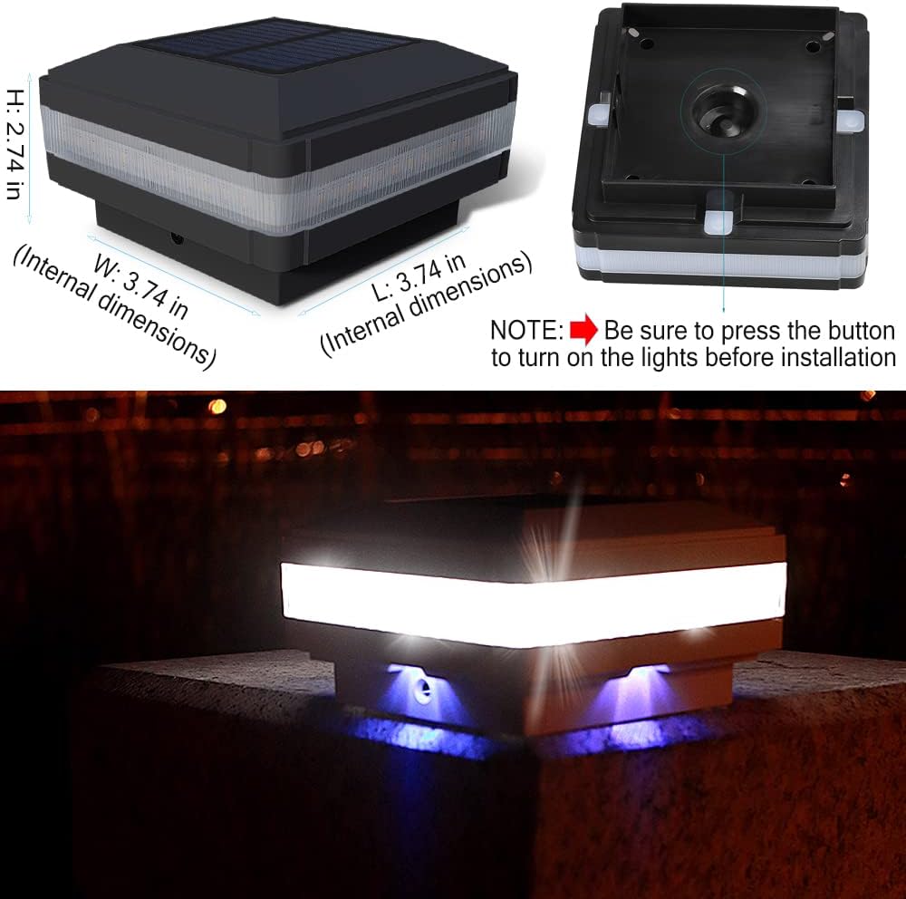 FVTLED Luces solares para exteriores, LED Flexfit con energía solar, para valla, cubierta de valla, se adapta a postes de madera de 3.5 x 3.5, 4 x