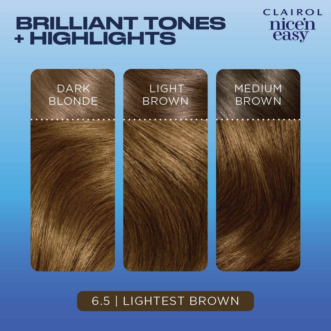 Clairol – Tinte permanente Nice’n Easy para el cabello, color castaño claro 6.5, paquete de 3 unidades