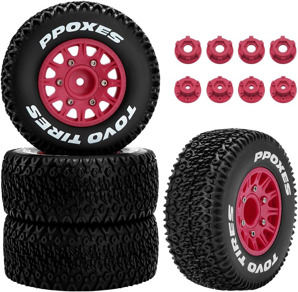 GLOBACT Ruedas y neumáticos hexagonales RC de 0.472 in0.551 in para camiones RC 110 Slash 2WD 4×4 Arrma Senton Axial Losi Redcat Rc4wd Hex Reemplazo