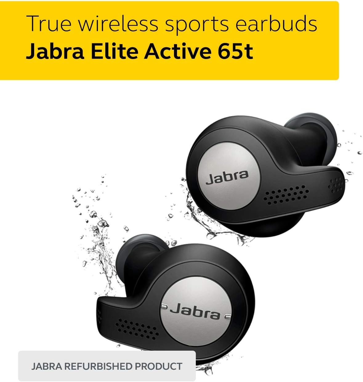 Jabra Elite Active 65t Auriculares deportivos inalámbricos con compatibilidad con Alexa con funda de carga (renovados) Negro