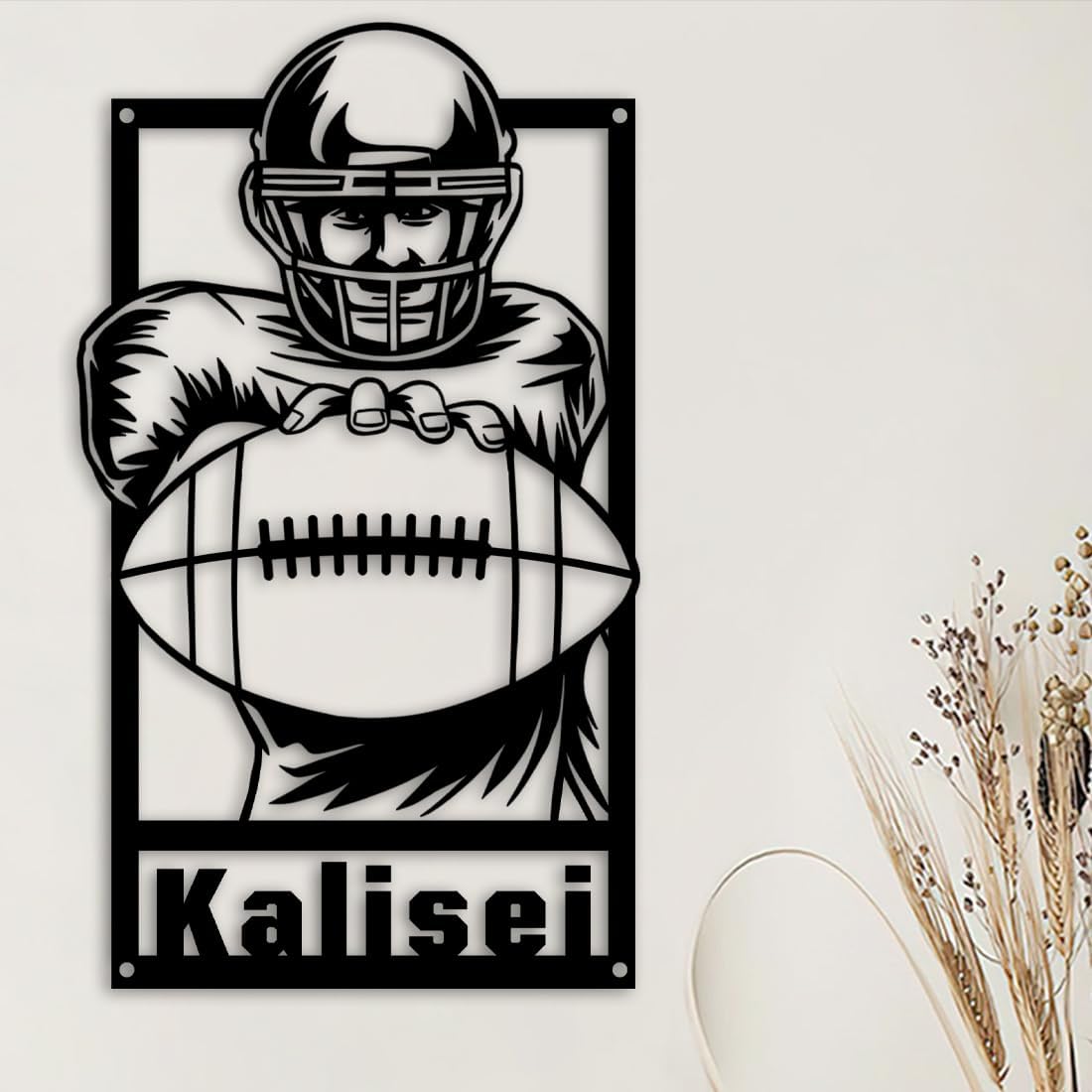 Letrero de metal personalizado para jugador de fútbol con luz LED, nombre y número personalizado, arte de pared de fútbol, letrero de neón con