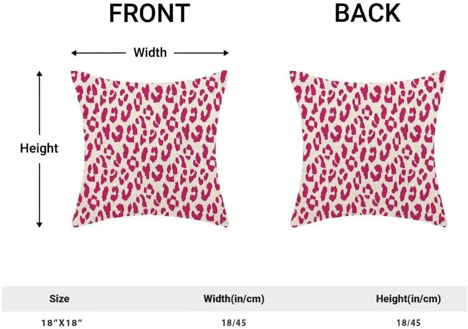 Juego de 2 fundas de almohada de leopardo rosa intenso de 18 x 18 pulgadas, almohadas con estampado de animales de guepardo, fundas de almohada