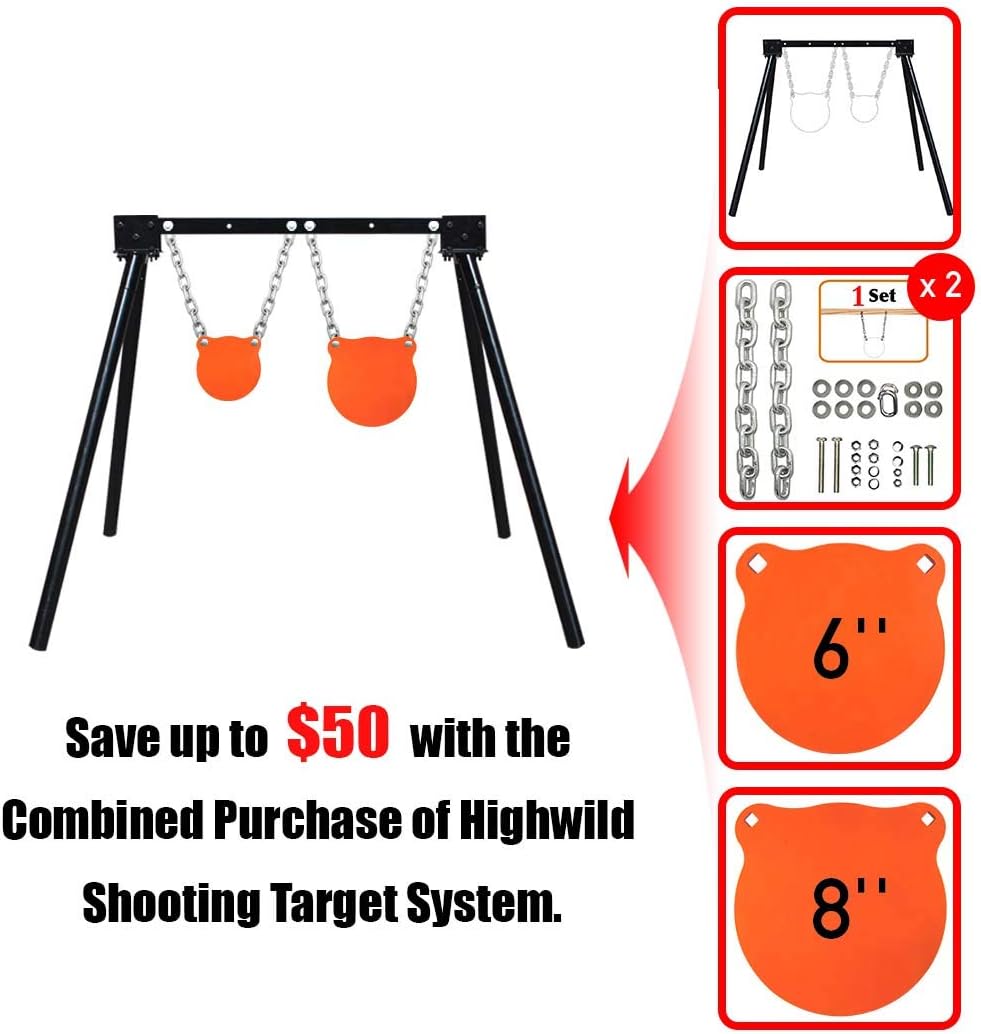 Highwild Soporte de objetivo de acero AR500 Sistema de objetivo de disparo Kit completo Combinación (2)
