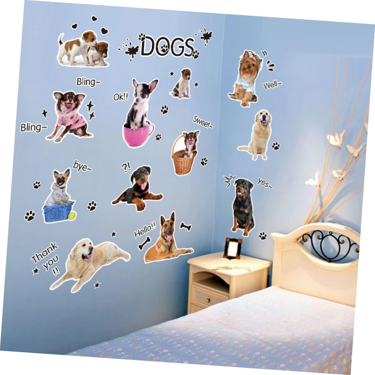 Toyvian 2 calcomanías de pared de animales para niños, calcomanías de pared extraíbles para mascotas, calcomanías de animales DIY, calcomanías de