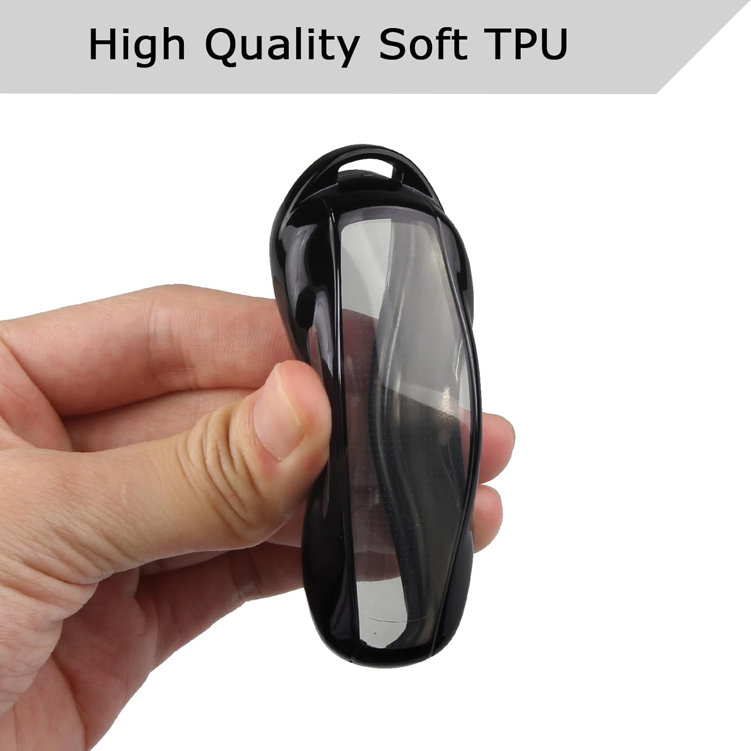 QBUC Funda para llavero Tesla con llavero de TPU suave compatible con Tesla Model S (negro)