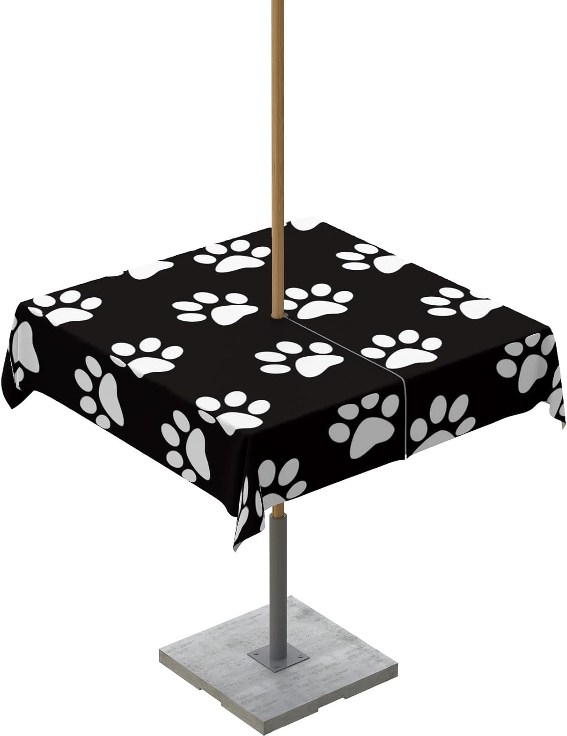 Mantel para exteriores con agujero para paraguas, estampado de patas de perro, mesas cuadradas en blanco y negro, colección de mesa impermeable para
