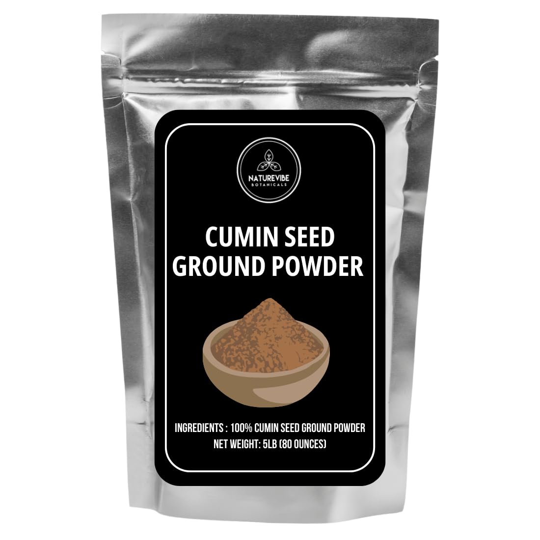 Naturevibe botanicals – Semilla de comino orgánica en polvo, 5 libras (Cuminum cyminum L.), cruda, añade sabor y sabor, 80 onzas (el embalaje puede