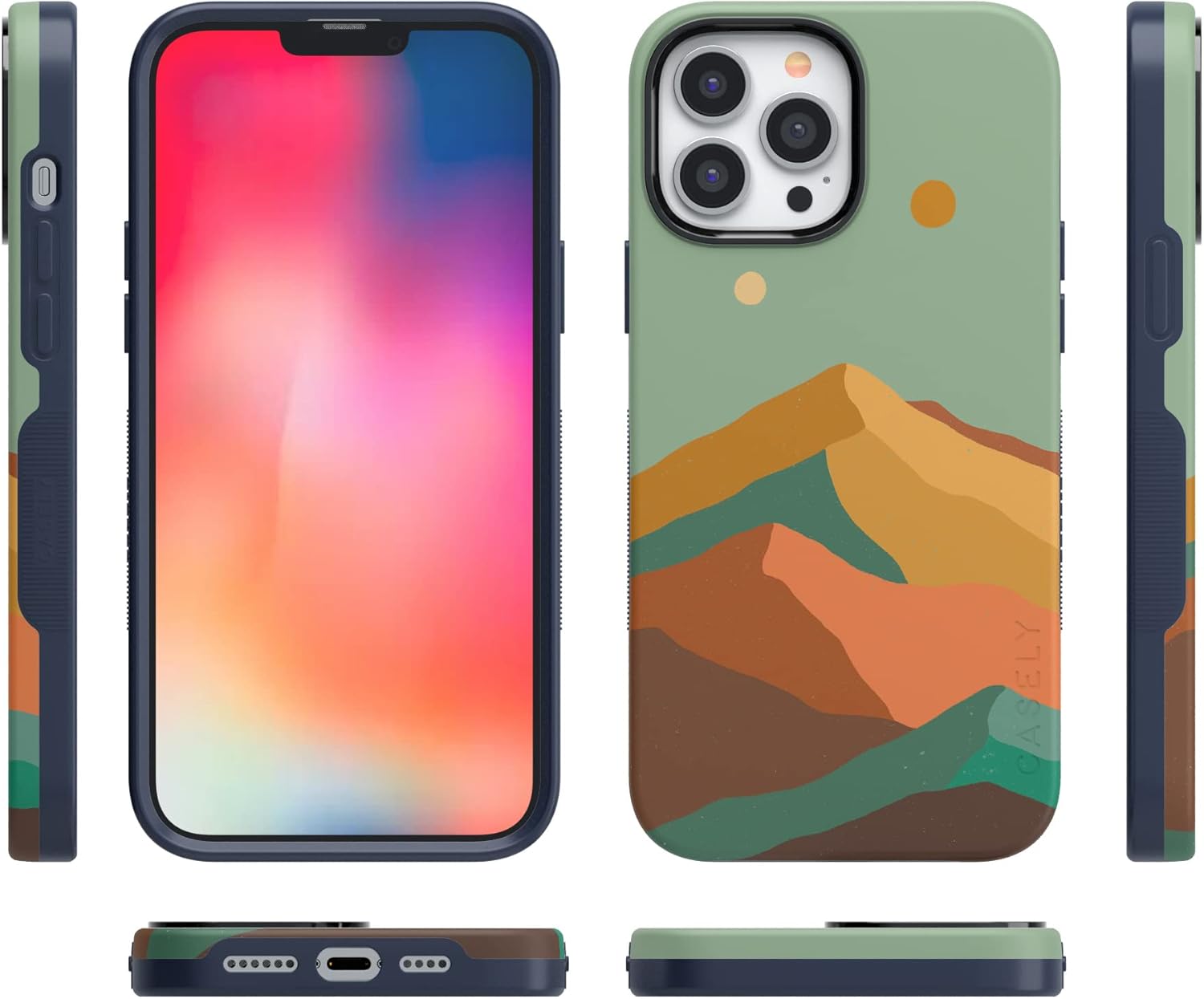 Casely Funda para iPhone 13 Pro  Compatible con MagSafe  Endless Peaks  Funda de montaña con bloques de color