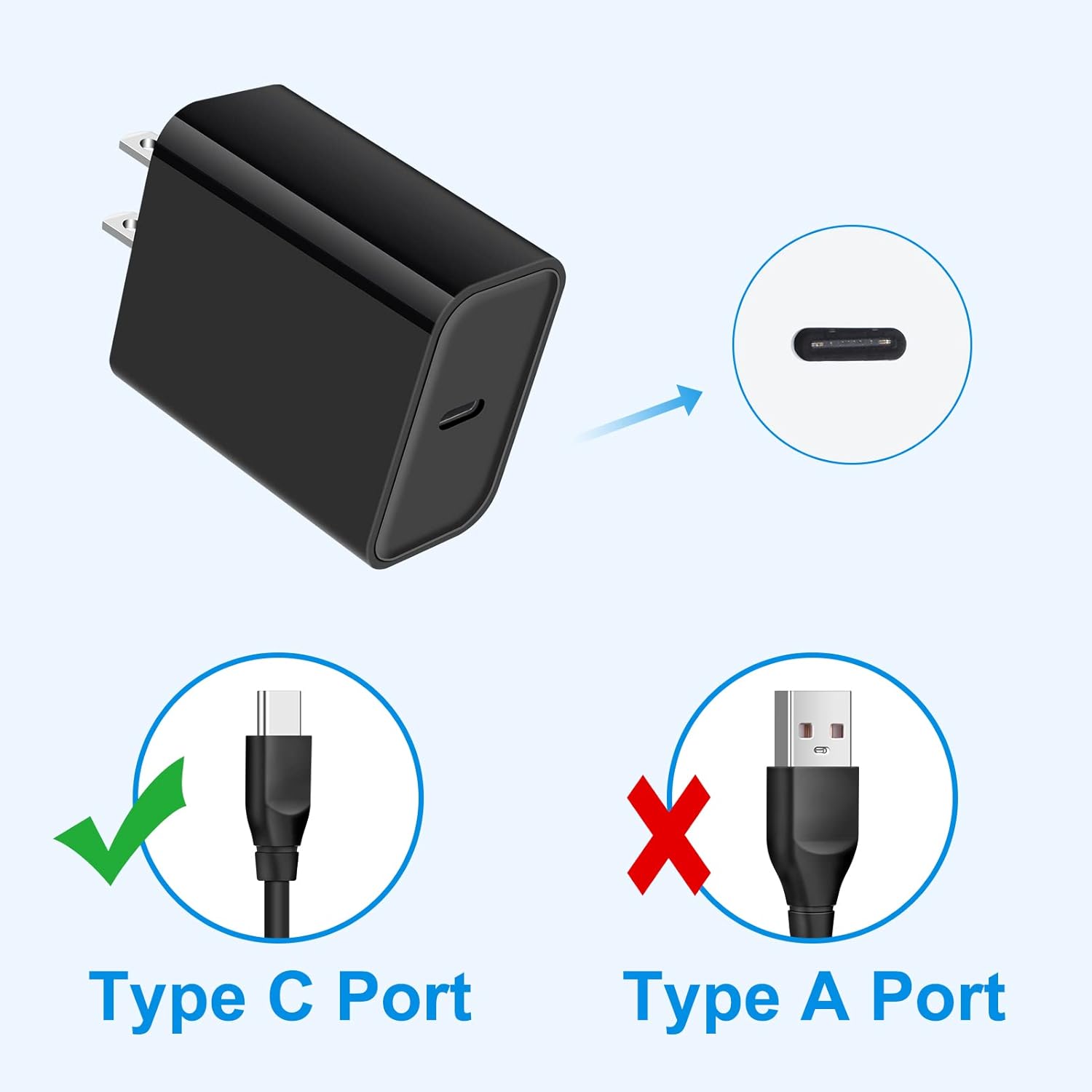 Bloque de carga USB C, 20 W, tipo C, bloque de carga rápida, caja de cubo, adaptador de enchufe de ladrillo compatible con iPhone 15 14 Pro Max 13