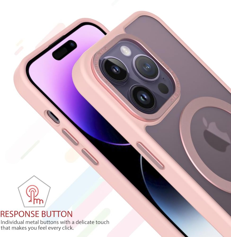 Puxicu Funda magnética para iPhone 14 Pro Max, soporte magnético invisible, compatible con MagSafe, diseño duro delgado, a prueba de golpes y