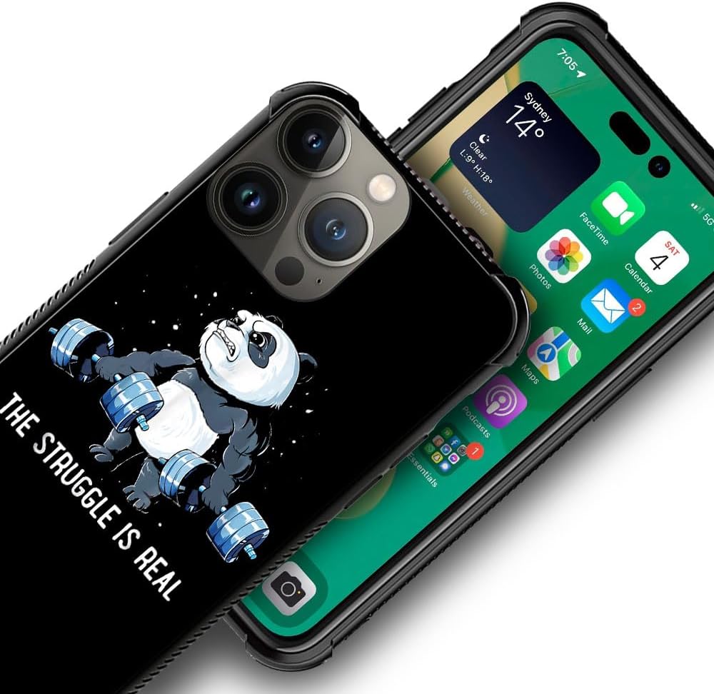 CARLOCA Funda compatible con iPhone 15 Pro Max, funda con diseño de panda On Swole para iPhone 15 Pro Max, ultra protección, a prueba de golpes, de