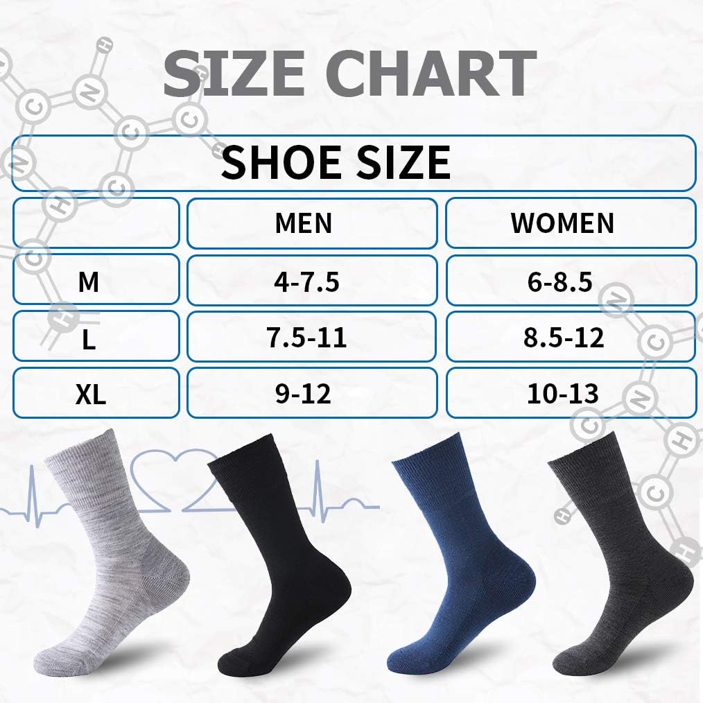 Forcool Calcetines de lana merina para diabéticos para hombres y mujeres, ML, XL, 13 pares