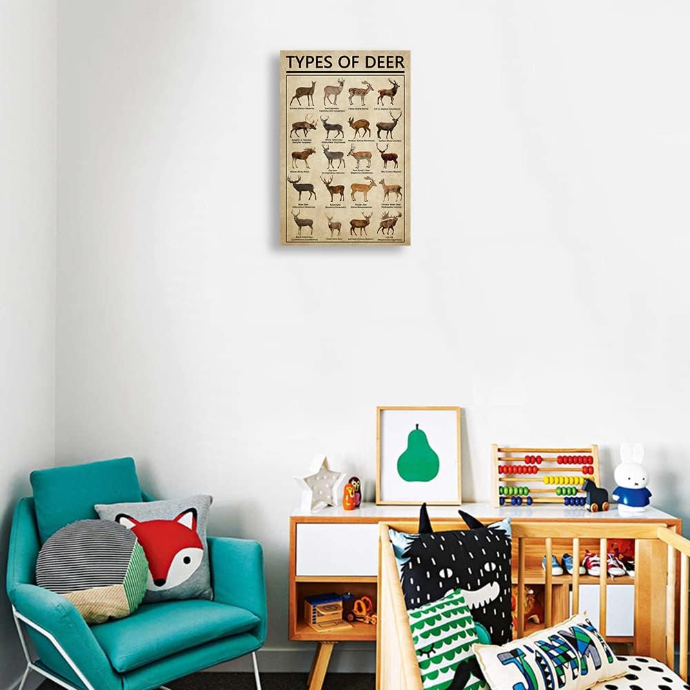 Póster de arte para pared de ciervos con diseño de conocimiento, arte de pared enmarcado, arte de pared educativo, pintura vintage, pósteres de