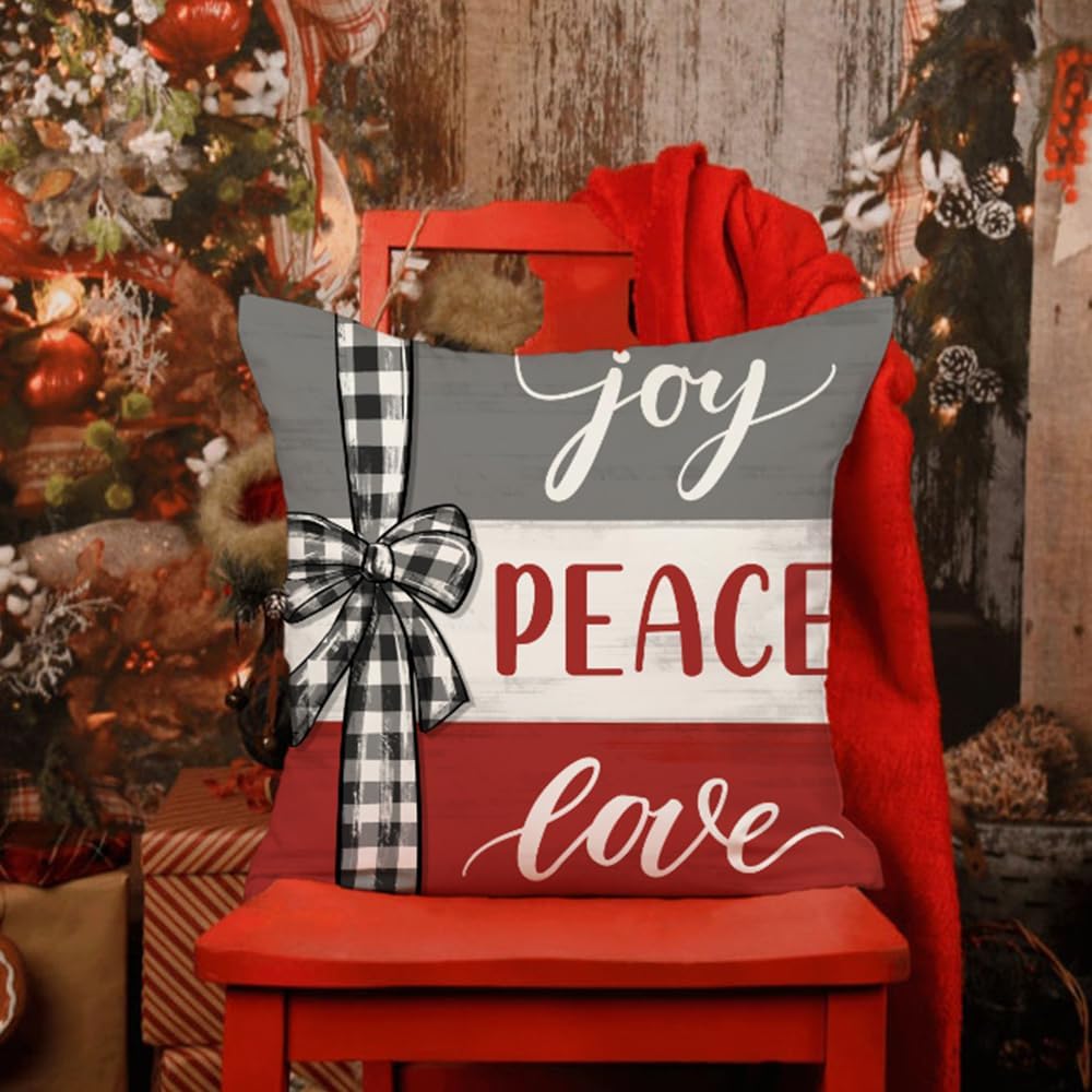 DFXSZ Juego de 4 fundas de almohada navideñas de 18 x 18 pulgadas, jarrón de muñeco de nieve, árbol de Navidad, decoración de invierno para el