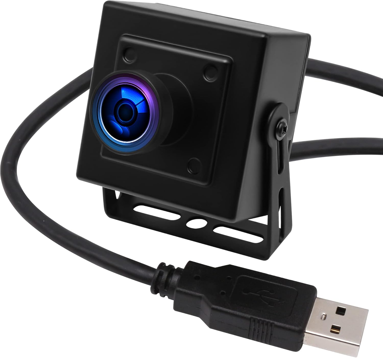 ELP Mini cámara de seguridad USB de aluminio con lente ojo de pez gran angular de 170 grados, cámara Lightburn USB2.0 para seguridad en el hogar y