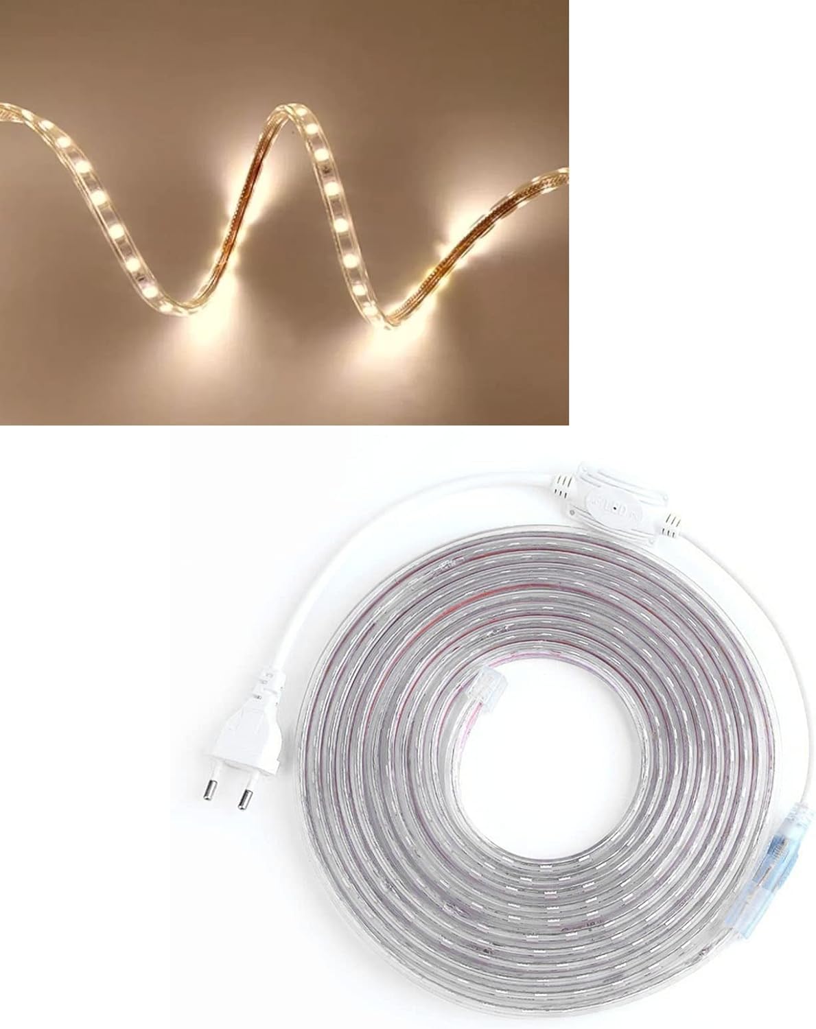 Rosvola Tira de luces LED, enchufe UE 220 V 16.4 pies, tira de luz LED regulable, tira de luz ambiental flexible para sala de estar, espejo Vantiy,