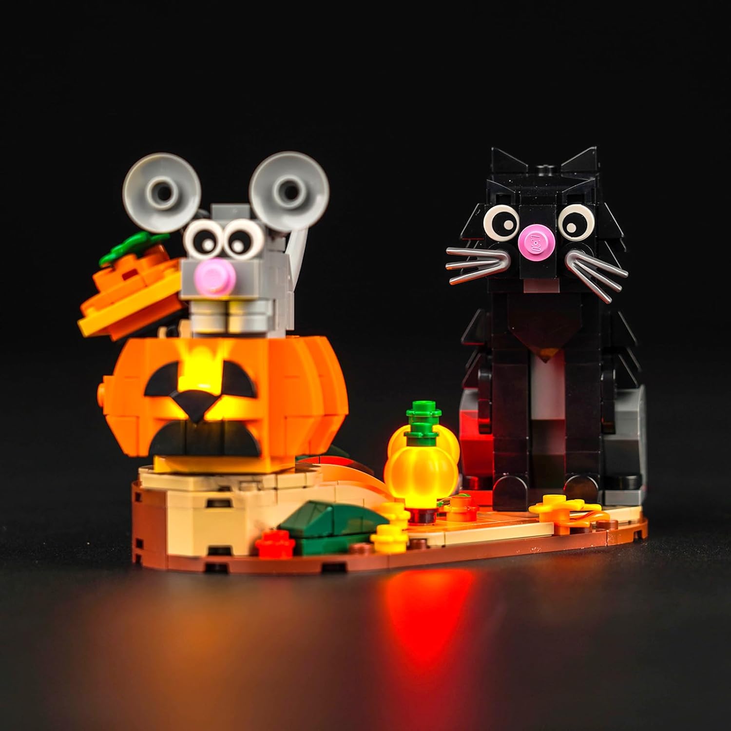 Kit de luces LED para Lego Halloween Cat and Mouse 40570, juego de iluminación de calabaza mejorado, accesorios compatibles con Lego 40570 juego de