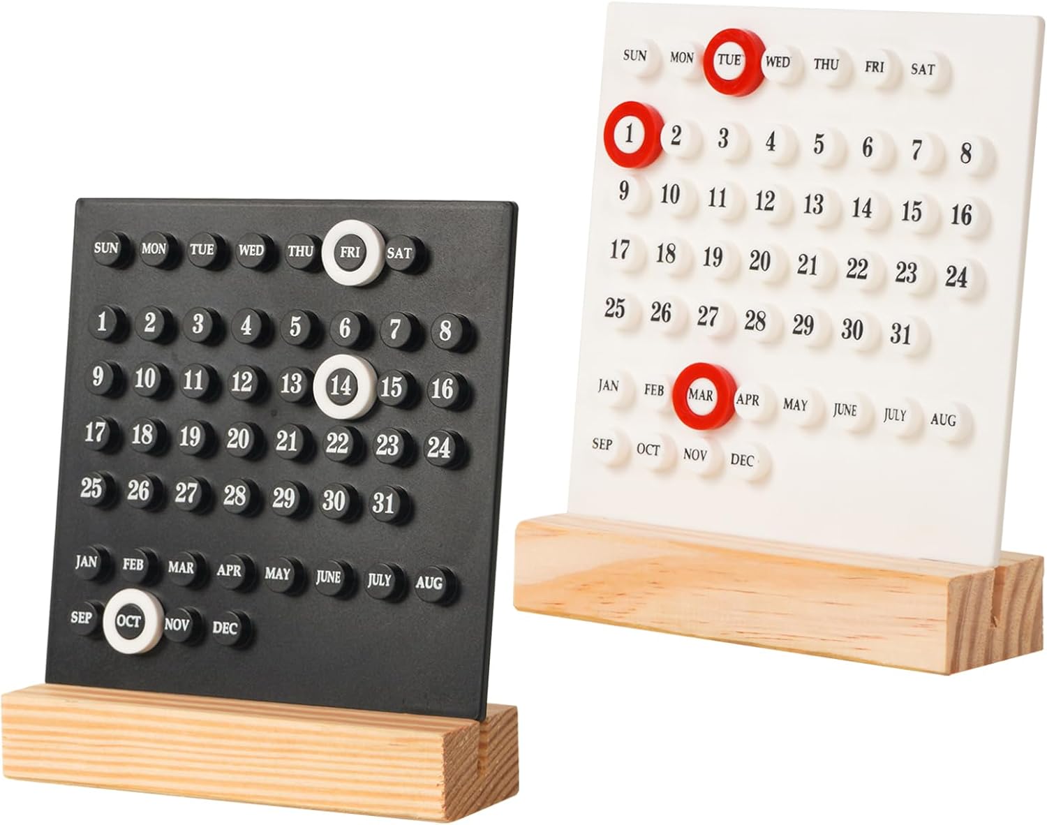 Calendario perpetuo, 2 unidades, soporte de calendario de madera, calendario acrílico, decoración de escritorio para sala de estar, oficina, tienda,