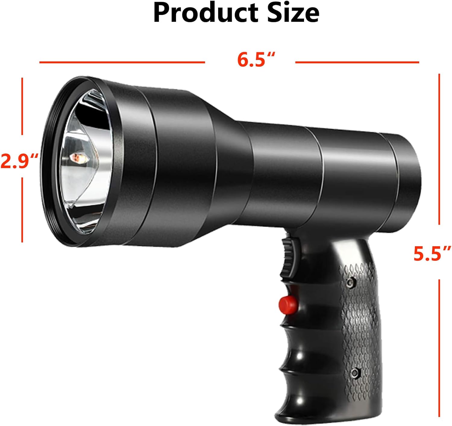 GearOZ Linterna de foco de caza, 90000LUX luz de punto recargable IP68 impermeable de mano LED luz de caza con filtro rojo verde para caza coyotes