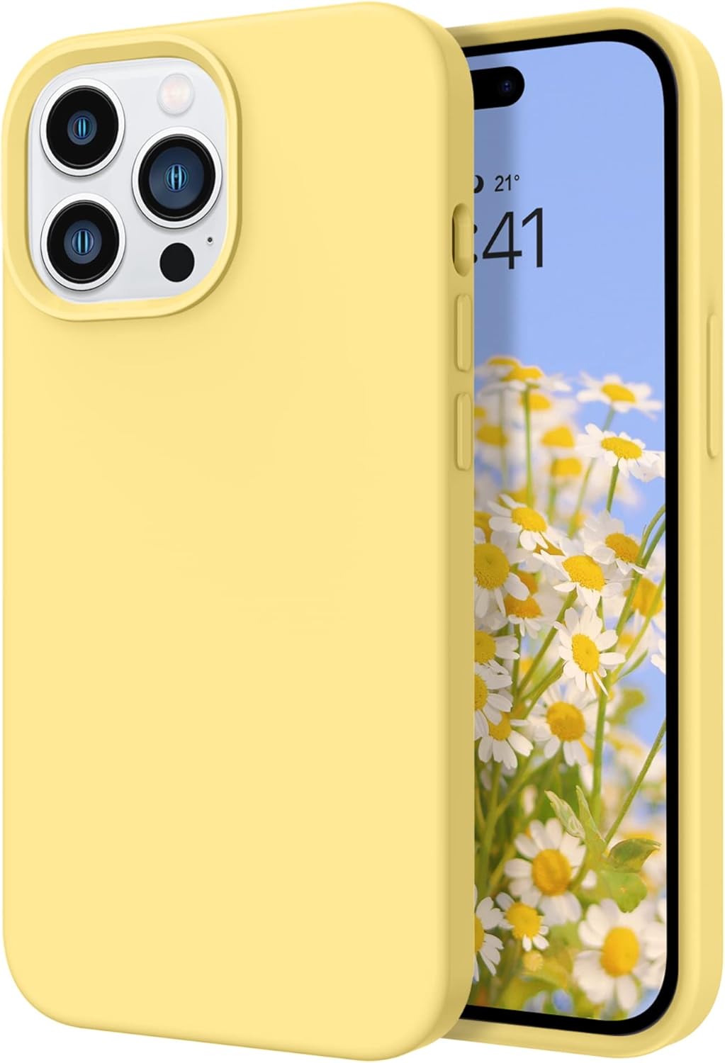 DOMAVER Funda para iPhone 14 Pro, silicona líquida, gel suave, forro de microfibra, funda de cojín a prueba de golpes, funda protectora para iPhone