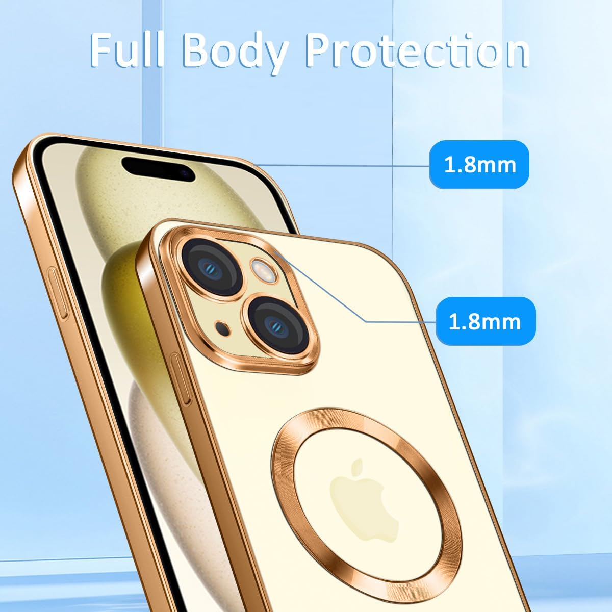 Funda transparente diseñada para iPhone 15 Plus, compatible con MagSafe, iPhone 15Plus, funda magnética con protector de lente de cámara, a prueba