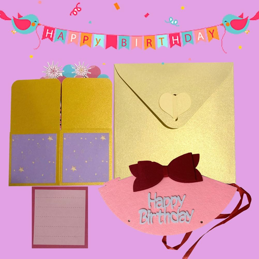 HDMGCR Tarjeta desplegable de feliz cumpleaños para mujeres y hombres, divertida caja de felicitación 3D de cumpleaños con sobres, etiqueta de notas