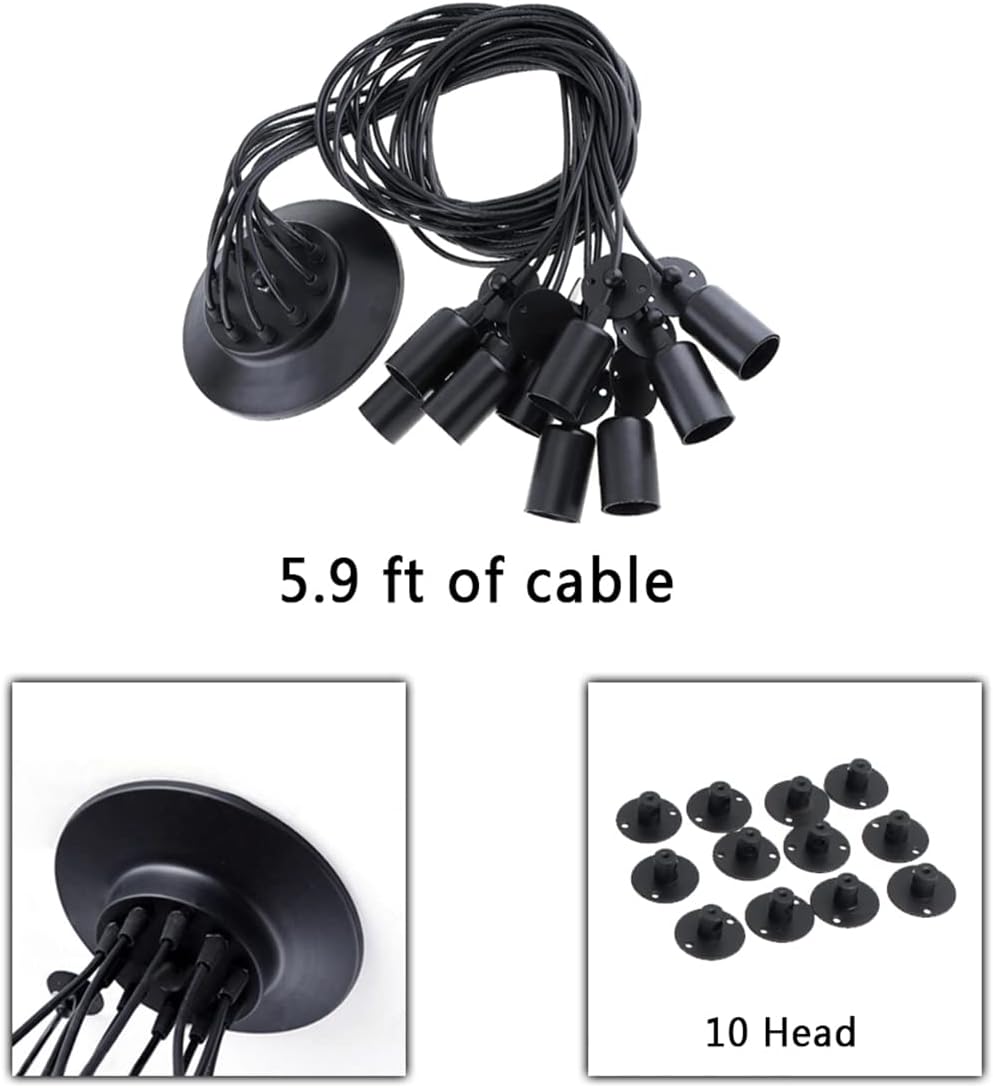 GLW Lámpara de araña de techo de 10 brazos, antigua, clásica, ajustable, iluminación colgante para mesa de comedor, E26, lámpara retro moderna para