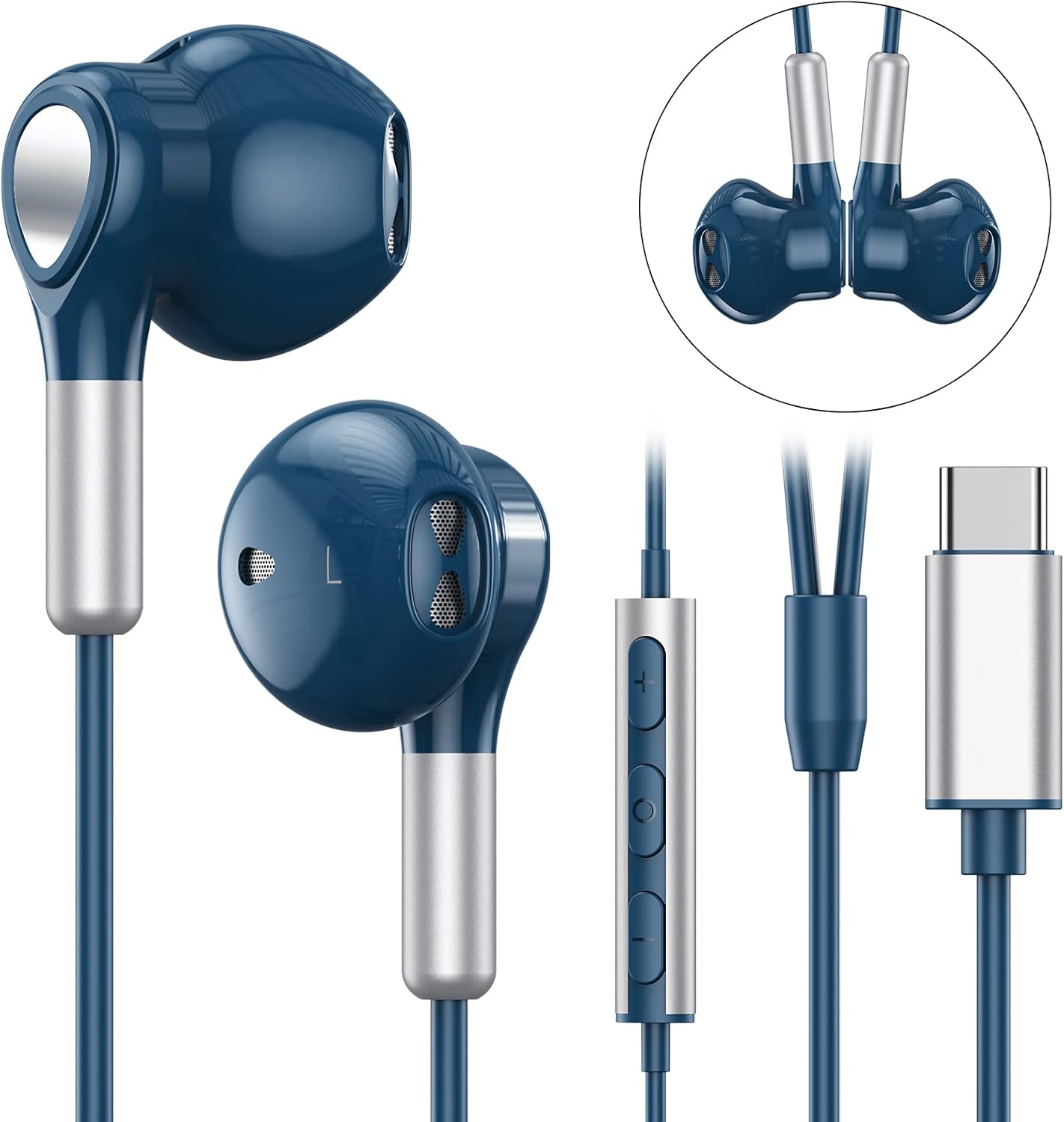 Auriculares USB C para Samsung Galaxy S23 Ultra S22 S21 FE S20 A54 A53 USB C auriculares con micrófono intrauditivos auriculares con cable USB tipo