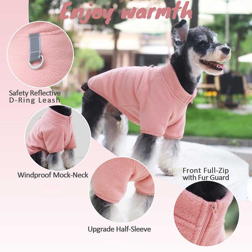 Suéter de forro polar con cremallera completa para perro, chaqueta de forro polar para perro, abrigo de invierno para perro, ropa cálida para perros
