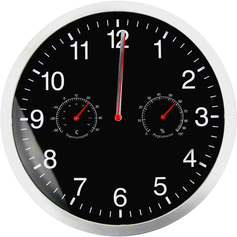 Reloj de pared silencioso de 10 pulgadas, funciona con pilas, movimiento de barrido, cubierta de vidrio, marco de aluminio plateado, para cocina,