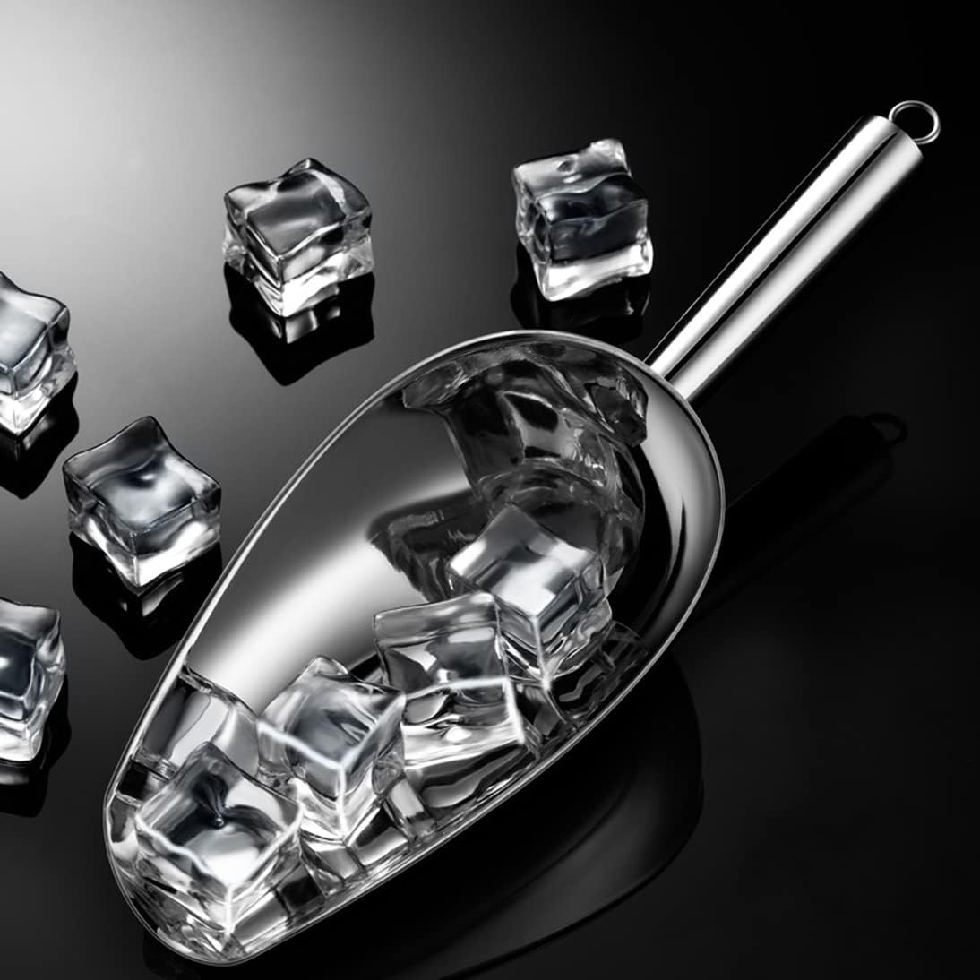 HaWare – Cuchara de hielo de 6 onzas, acero inoxidable, 2 piezas, multiusos, para cubitos de hielo, harina de café, grano, perfecto para cocina,