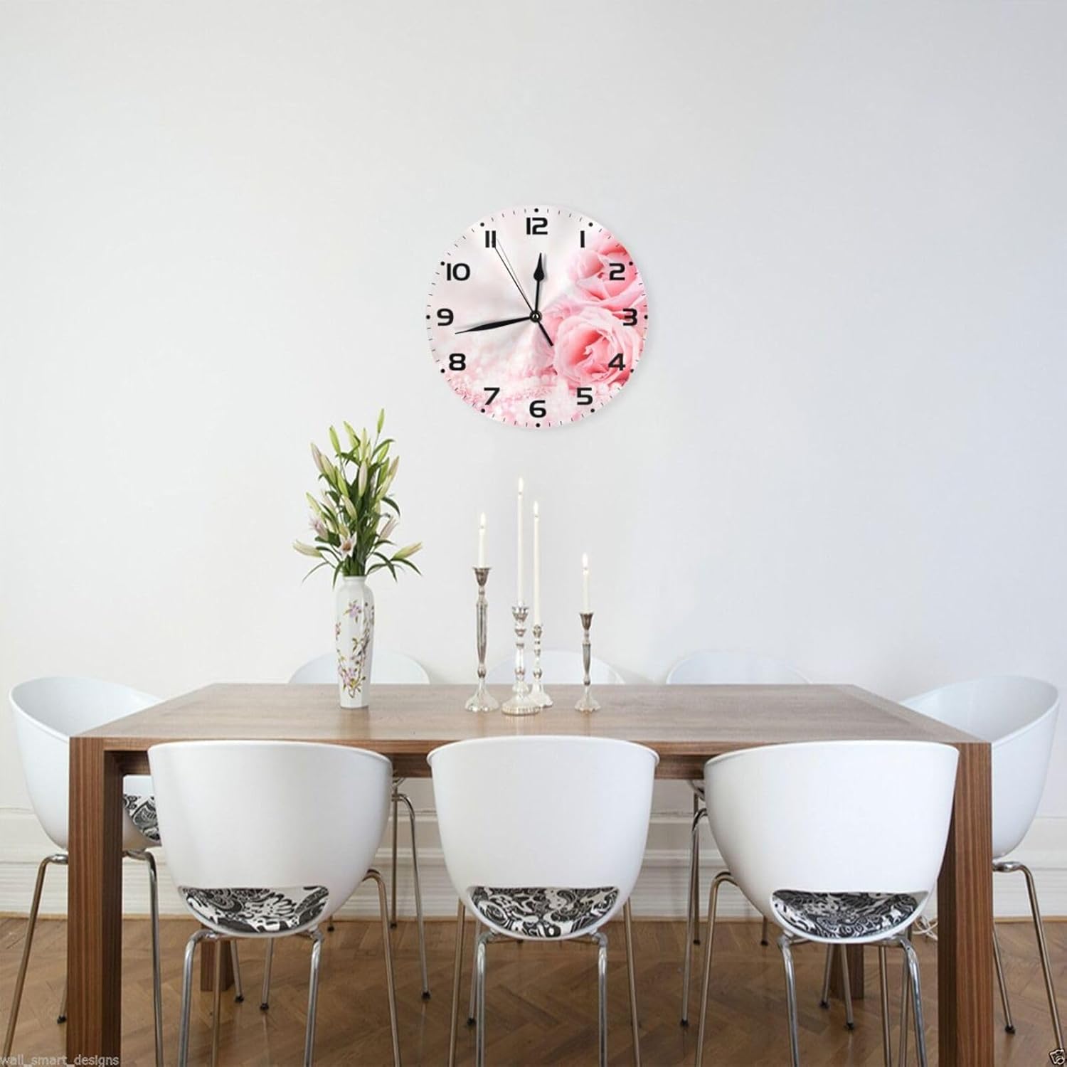 SUPLUCHOM Reloj de pared rosa con purpurina de 10 pulgadas, silencioso, sin tictac, decoración a pilas para cocina, sala de estar, dormitorio,