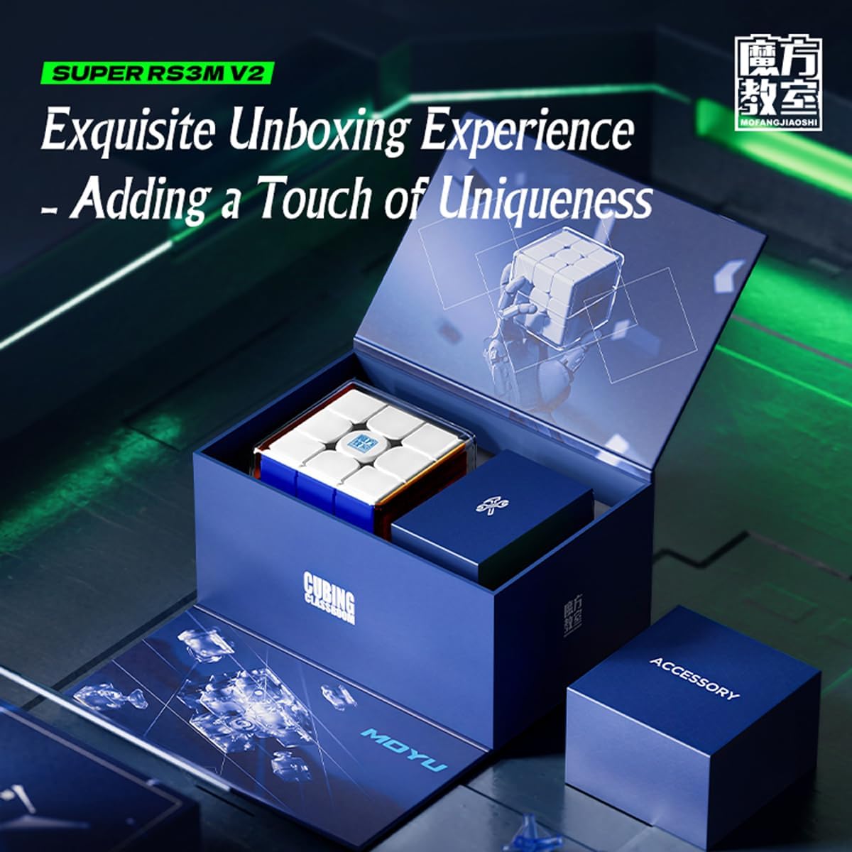 FUNNXYZ MOYU MFJS Super RS3M V2 3×3 Cubo magnético con revestimiento UV, versión Magic Cube sin calcomanías, MFJS, rompecabezas de velocidad 3×3